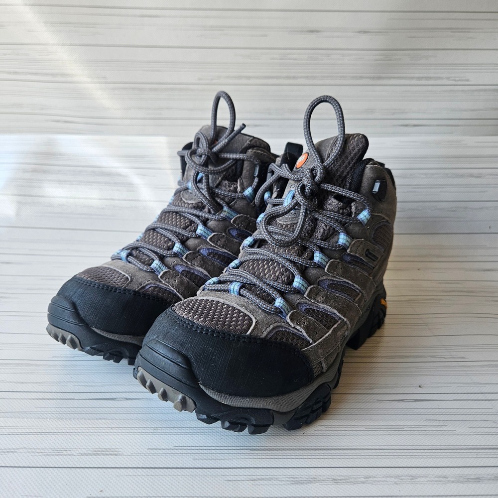 Merrell Moab 2 Mid Hiking Boots Womens 6.5 Granite Grey Blue Vibram J06054